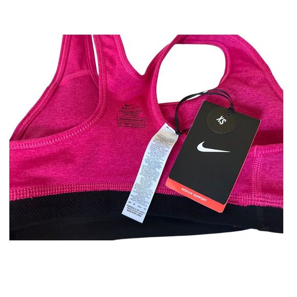 Nike Pro Classic Padded Sports Bra extra small Pink & black elastic band & logo - Picture 10 of 11